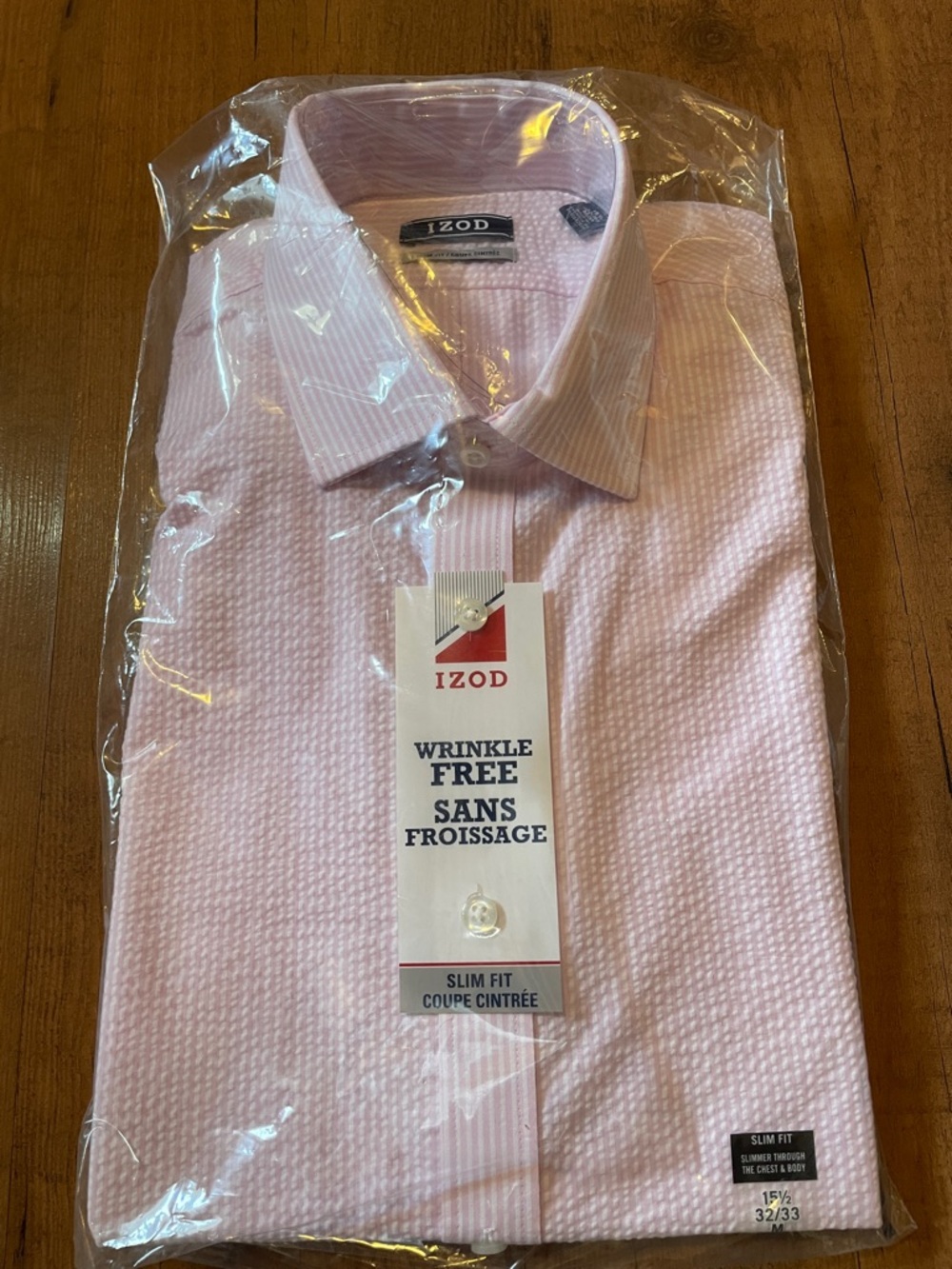 Izod Slim Fit Light Pink and White Dress Shirt.